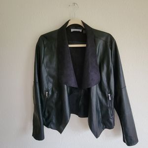 Bagatelle Black Draped Faux Leather Jacket Medium EUC
